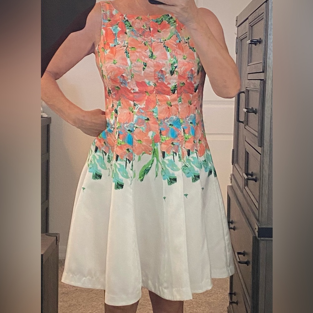 Danny and Nicole Floral Fit & Flare back zip dress